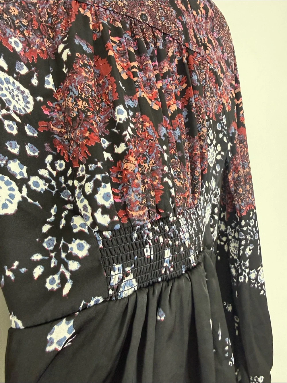 Free People Run Free Blouse Night Combo Bohemian Floral Paisley Women's Medium